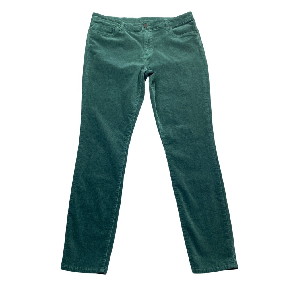 KUT from the Kloth Toothpick Skinny Corduroy Pants Green Size 14 Stretch Boho